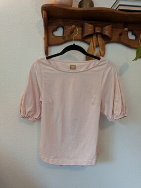 FP Light Pink Women's Backless Puff Sleeve Top